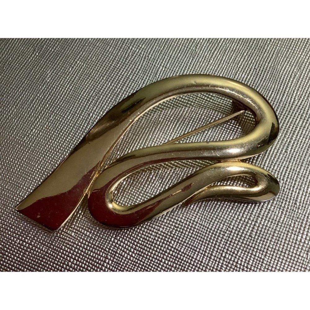 M. Jent Gold-Tone Free Form Brooch Vintage